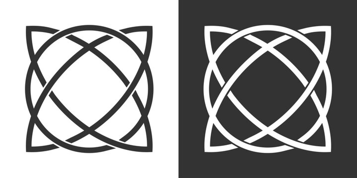 Ancient celtic knot symbol in black and white. Perfect for tattoo design, heritage art, tribal symbols, spirituality, logo design, and decorative geometric patterns. Nordic sign. Vector illustration. 