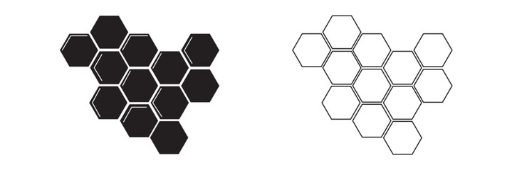 Honeycomb icon. Set of honeycomb icons. Natural honeycomb icons collection. Beeswax hive icons.  Vector illustration. EPS 10. 