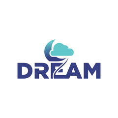 Dream Logo, Moon Dream Inspiration Design, Fun Learning Star Reaching Vector