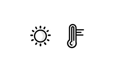 Simple graphic of a white circle next to a white thermometer