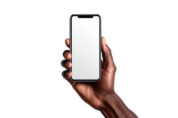 Hand holding a modern smartphone with a blank white screen (1)