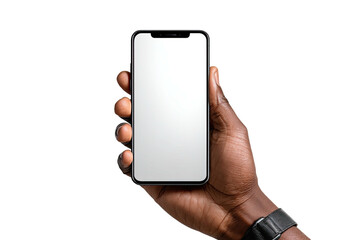 Hand holding a modern smartphone against a black background