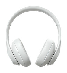 Sleek white over-ear headphones presented against a dark background