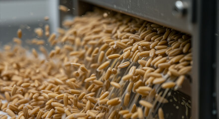 Automated sorting and processing of nuts on a factory production line.