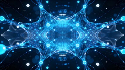 Abstract neural network structure with glowing blue connections
