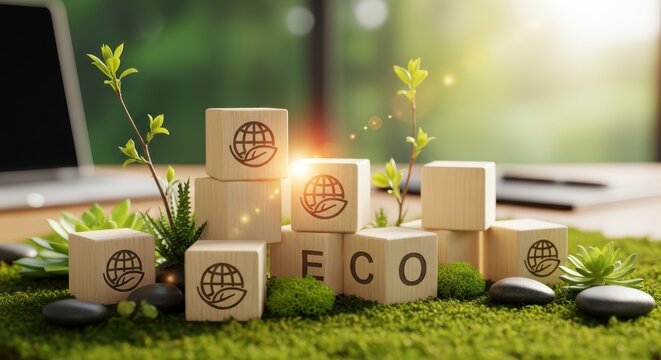 Striving Sustainable Business Icon, Emblem of EcoFriendly Company Culture & Global Green Future, Perfect for Corporate Presentations and Websites.