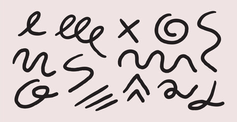 Hand Drawn Abstract Scribble Line Elements Collection