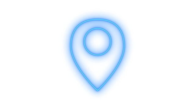 Neon location pointer icon on transparent background. map pin, destination marker and navigation sign