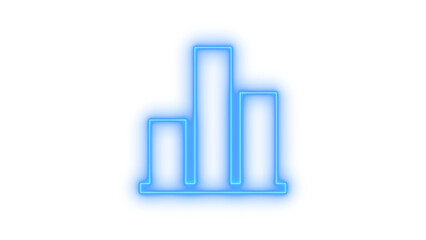 Neon bar chart icon on transparent background. data analysis, statistics graph, and progress report