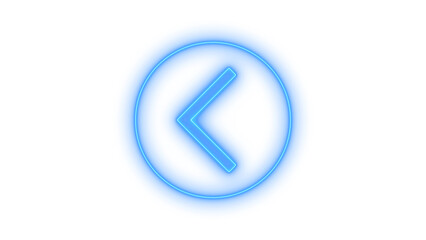 Neon left arrow icon on transparent background. back navigation, previous step, and return button