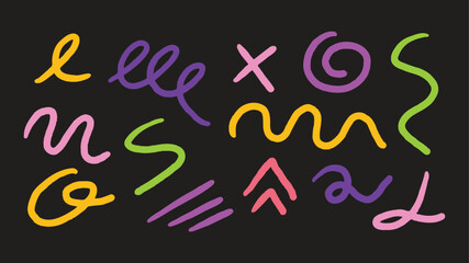Hand Drawn Abstract Scribble Line Elements Collection