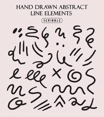 Hand Drawn Abstract Scribble Line Elements Collection