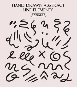 Hand Drawn Abstract Scribble Line Elements Collection