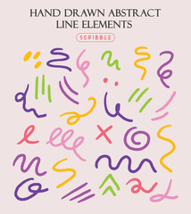 Hand Drawn Abstract Scribble Line Elements Collection