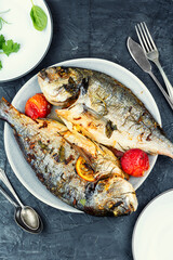 Whole fried dorado.