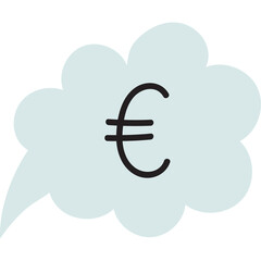 Euro Currency Symbol Inside A Light Blue Thought Bubble On A Transparent Background Representing Financial Concepts And Ideas