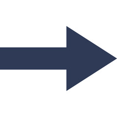 Dark Blue Arrow Pointing Right Against White Background Simple Geometric Shape Digital Graphic Element