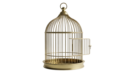 Vintage birdcage isolated on transparent background for decorative purposes