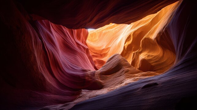 Antelope Canyon walls textures with sunlight and shadow Arizona USA