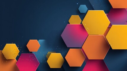 Abstract colorful hexagon pattern design with transparent background