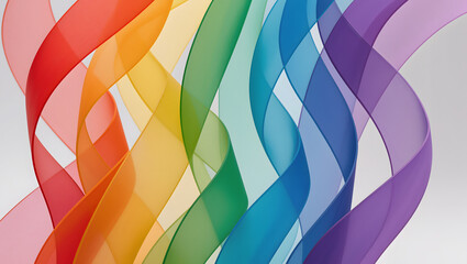 Obraz premium Abstract 3D Rainbow Ribbon Waves — Colorful Flowing Lines Background