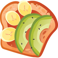 Healthy Avocado Toast Topped With Banana Slices And Seeds On A Transparent Background