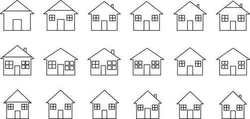 House icons collection, home outline set, real estate property, residential building symbols, architecture design, housing, rent, sale, buy, shelter