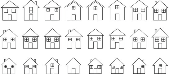 Fototapeta premium House icons set, home outline symbols, real estate property, building design, housing collection, architecture illustration, residential, rent, sale, buy