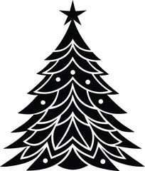 Obraz premium Minimalist Black and White Stylized Christmas Tree Icon