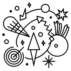 Fototapeta premium vector illustration black and white digital drawing