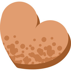 Heart Shaped Cookie With Brownish Surface And Speckled Texture Transparent Background Isolated Object