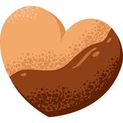 Heart Shaped Gingerbread Cookie Decorated With Chocolate And Icing With A Transparent Background