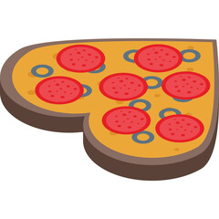 Heart Shaped Pepperoni Pizza Slice With Olives On A Transparent Background