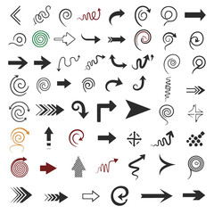 A comprehensive collection of diverse vector arrow icons featuring various styles, shapes, and directions, ideal for UI, infographics, and design projects.