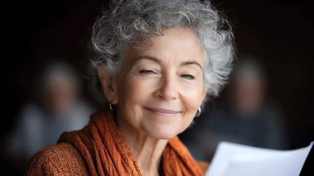 Smiling face of elderly volunteers conveys social care