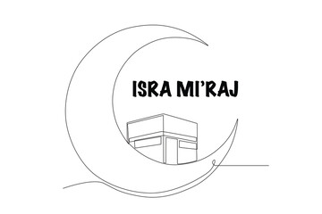 Isra mi'raj concept one-line drawing