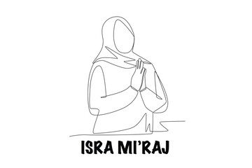Isra mi'raj concept one-line drawing
