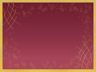 金のフレームの女性向けギフトカード背景ー深いピンクのグラデーション。金の曲線と散らし柄が華やかで上質。大きな余白で文字入れしやすく、招待状やクーポン、バナーに最適。