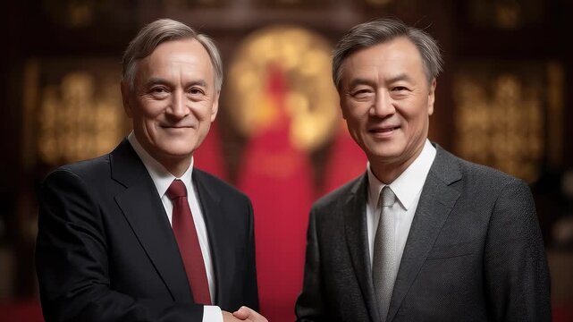 Chinese and Foreign Leaders Shake Hands Friendly for Common Development