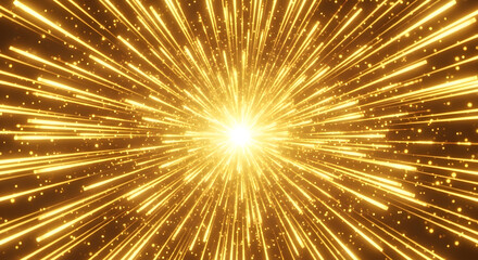 Golden Light Burst and Starburst Speed Lines on Dark Background

