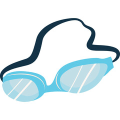 Light Blue Swimming Goggles With A Black Strap On A Transparent Background