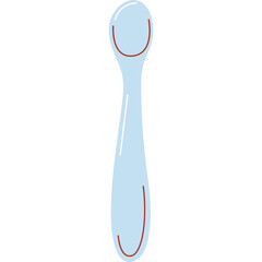 Light Blue Stylized Spoon with Red Outline Accents on Transparent Background Simple Utensil Design