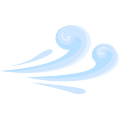 Light Blue Swirling Wind Gusts Representing Gentle Breeze On Transparent Background
