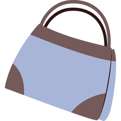 Light Blue Tote Bag with Brown Trim and Handles Isolated on Transparent Background Minimalist Style Accessories for Beach or Pool Parties