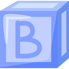 Light Blue Transparent Building Block with Letter B Illustration
