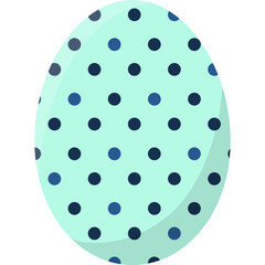 Light Cyan Easter Egg with Dark Blue Polka Dots Isolated on White Background A Festive and Decorative Object Symbolizing Spring and Celebration