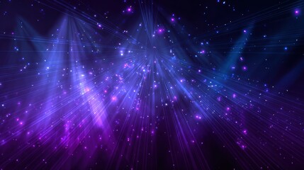 Abstract digital design with bright purple and blue light rays
