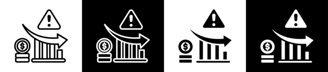 Loss Icon Set In Black And White Filled Style Collection