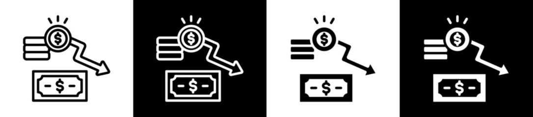 Solvency Icon Set In Black And White Filled Style Collection