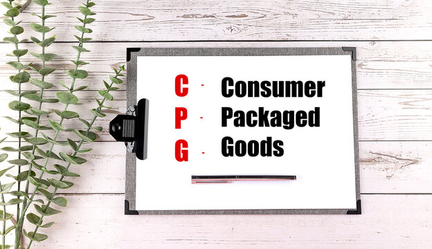 A word CPG written on clipboard on a white background. Business concept